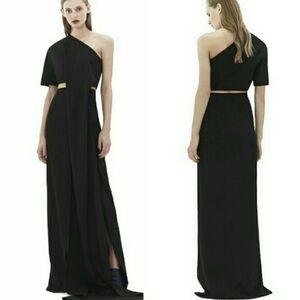 NEW NWT Solace London Sokari One Shoulder Cutout Maxi Gown In Black